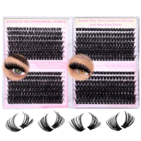 Zanlufly lash clusters 60D-100D bulk package for versatile DIY looks