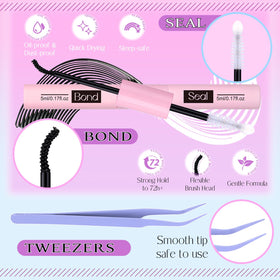 Zanlufly Lash Clusters Kit strong‑hold glue and seal for durable wear.
