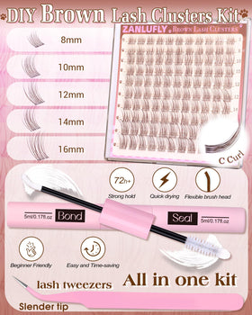 zanlufly mixed-length lash clusters 8-16mm for versatile styles