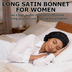 ZANSHI long bonnet water-resistant outer layer protects hair and pillow