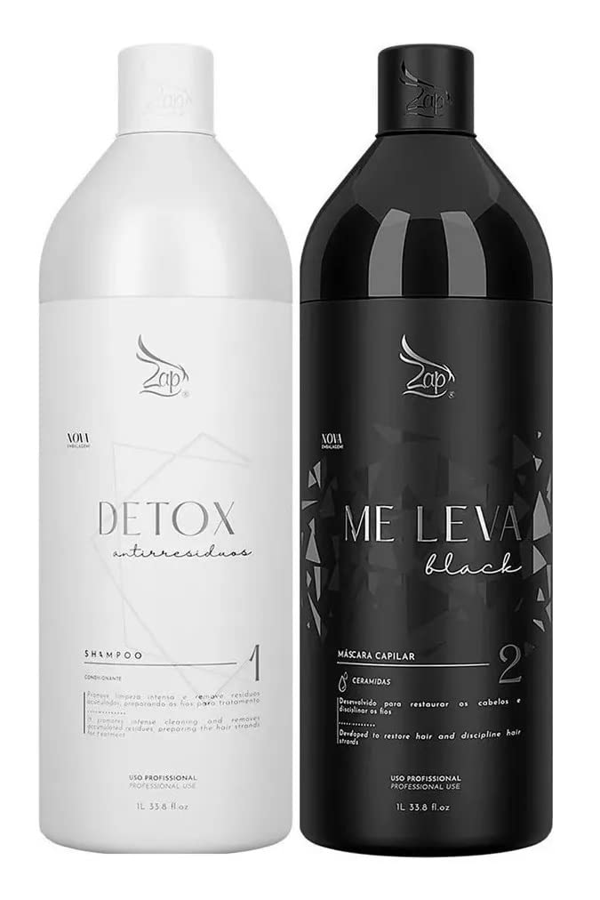 Zap Me Leva Black bottle poured for deep smoothing and frizz control.