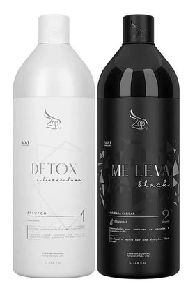 Zap Me Leva Black bottle poured for deep smoothing and frizz control.
