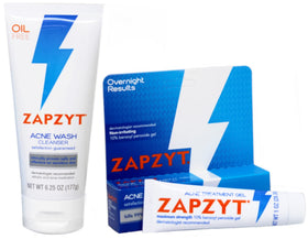 Zapzyt Acne Wash bottle highlighting oil-free, residue-free cleansing