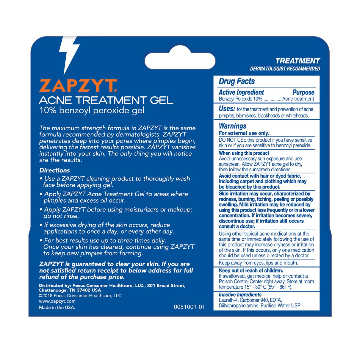 Zapzyt Maximum Strength Benzoyl Peroxide Gel bottle ready for use