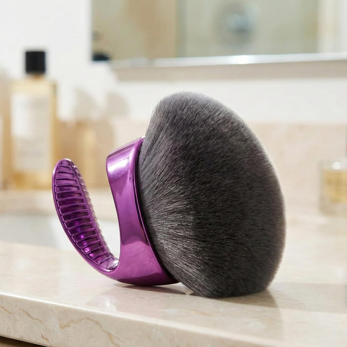 ZAQ brush with dense vegan bristles blending liquids smoothly for natural-looking results.