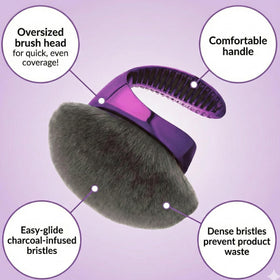 ZAQ Body Kabuki brush ergonomic handle enhances control during full-body application.