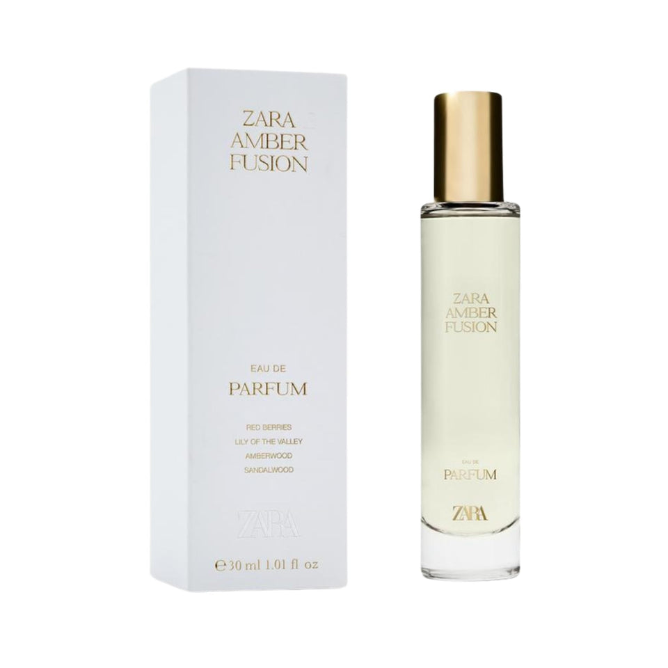 Zara Amber Fusion bottle close-up showing elegant amber hue for everyday use.