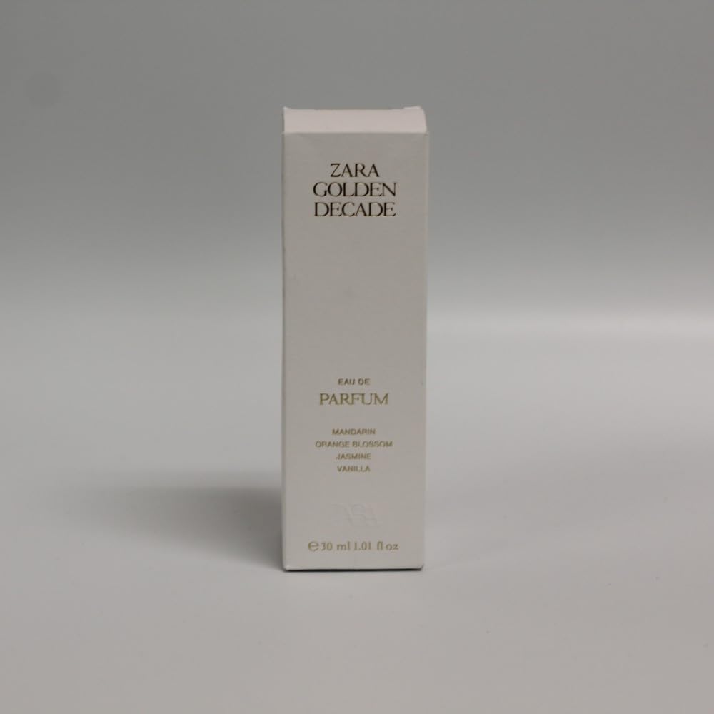 Packaging image of Zara Golden Decade EDP in travel size, convenient gift and carry-on friendly.