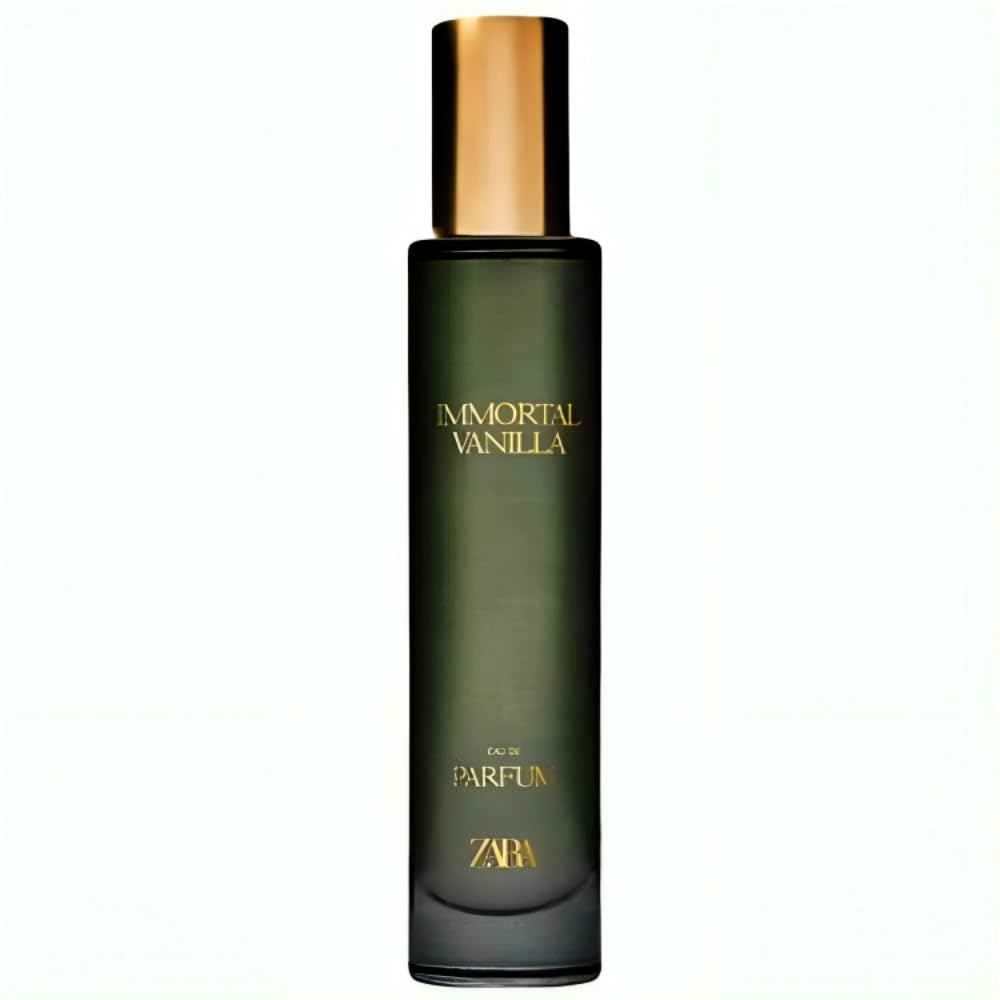 Close-up of Zara Immortal Vanilla label, emphasizing premium craftsmanship.