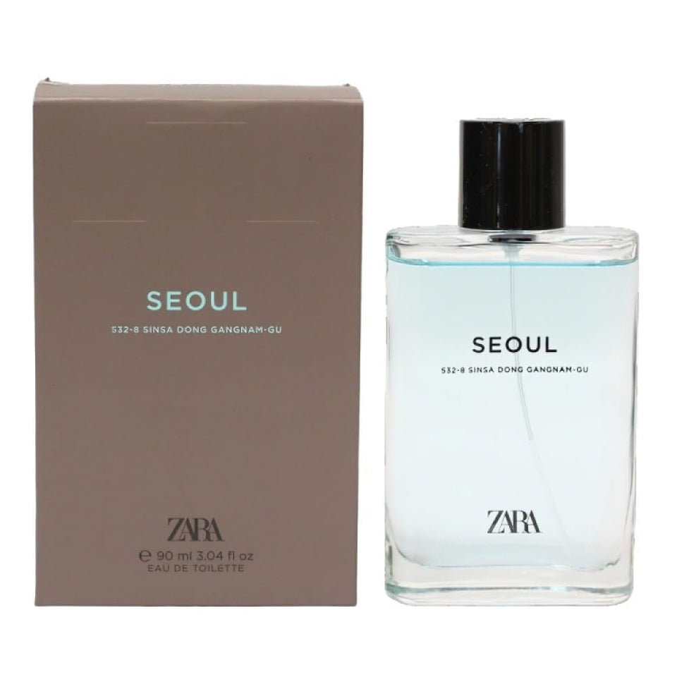 ZARA Man Seoul EDT bottle, urban freshness for daily wear.