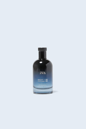 Zara Night Pour Homme II bottle closeup label highlighting premium fragrance details.