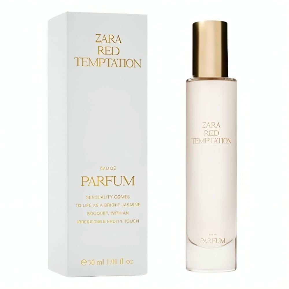 Zara Red Temptation bottle top highlights saffron warmth, ideal for evening wear.