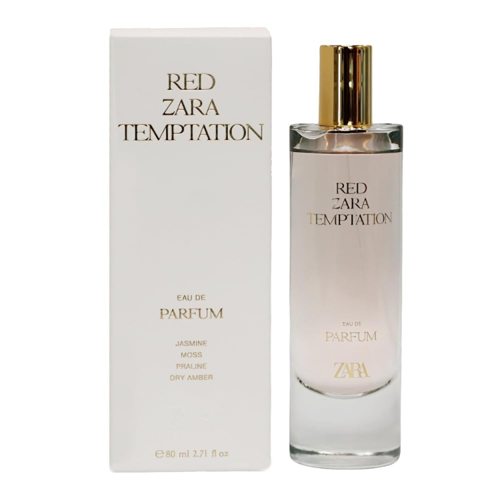 Zara Red Temptation EDP bottle close-up highlighting luxurious floral notes.