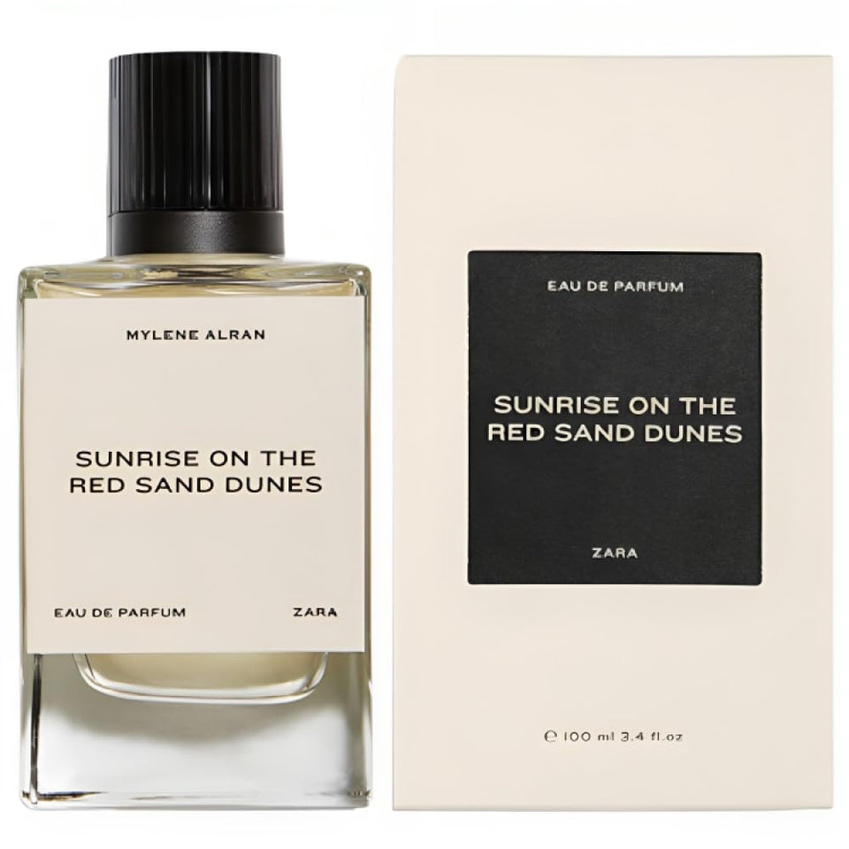zara sunrise on the red sand dunes bottle bathed in warm light ideal for daily wear