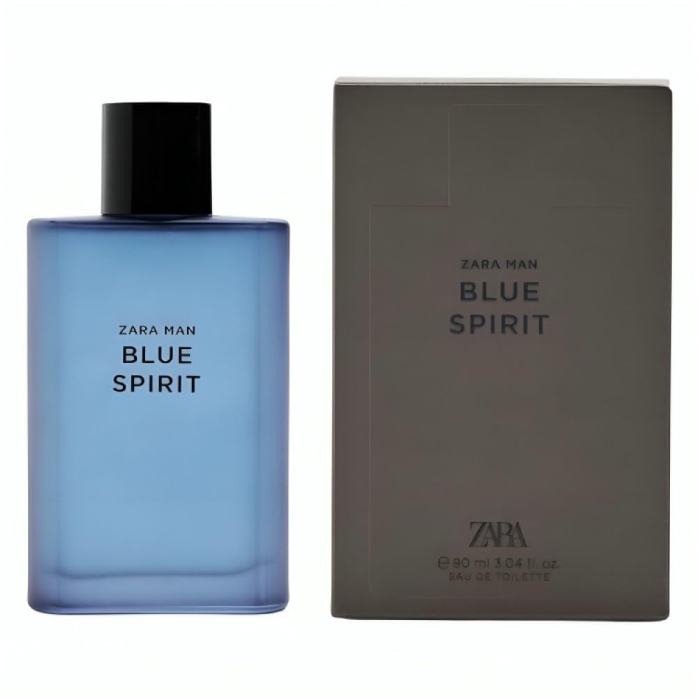 ZARA Man Blue Spirit bottle pour – modern, versatile fragrance.
