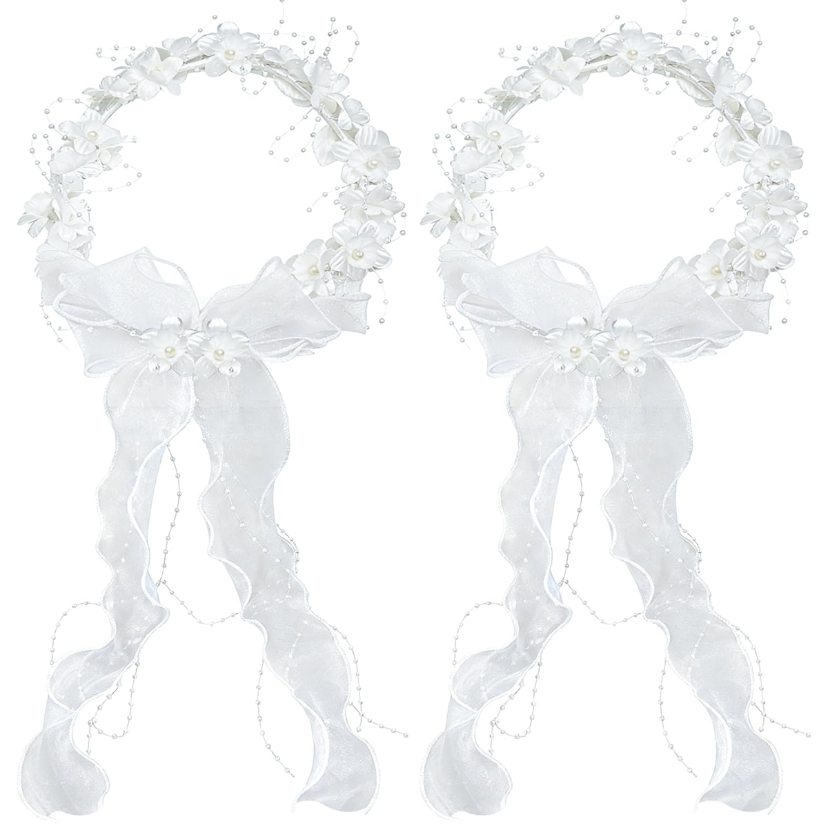 Zaruatu first communion headband with bow and pearls for ceremony