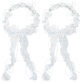 Zaruatu first communion headband with bow and pearls for ceremony