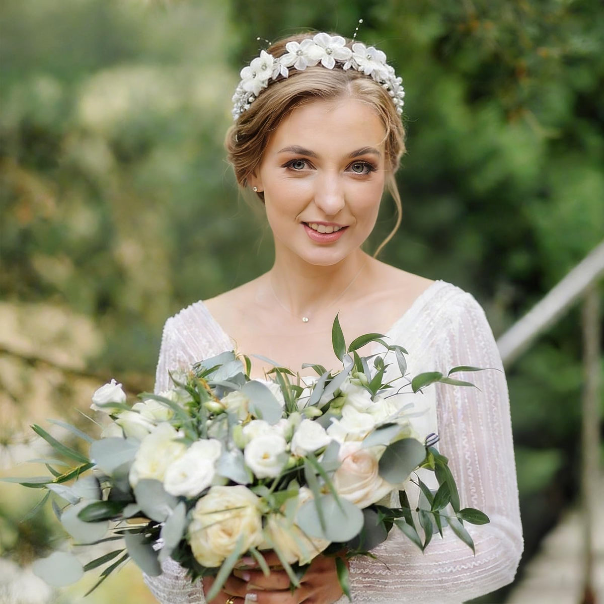 Zaruatu headpiece sized 24.8 by 6.3 inches for balanced elegance