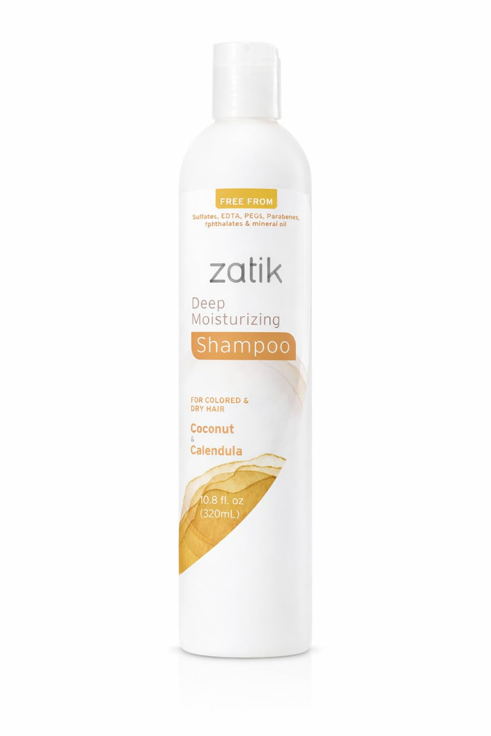 Zatik Deep Moisturizing Shampoo bottle foreground highlighting hydrating formula