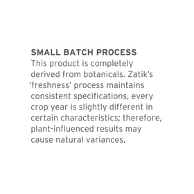 Zatik bottle highlights nourishing oils for radiant, healthy-looking strands.