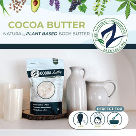 Zatural Cocoa Butter Wafers provide a neutral base for desserts and body care.