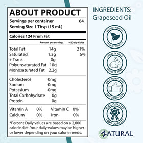 Zatural grapeseed oil bulk packaging saves money and reduces reorders.