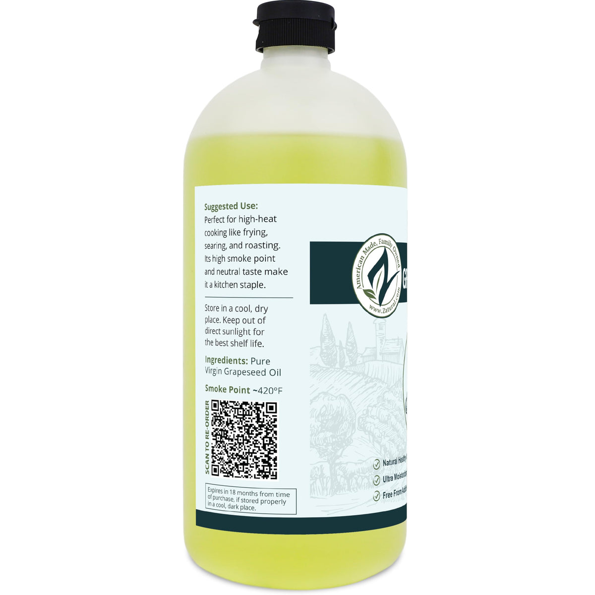 Zatural grapeseed oil ideal for marination and dipping oil recipes.