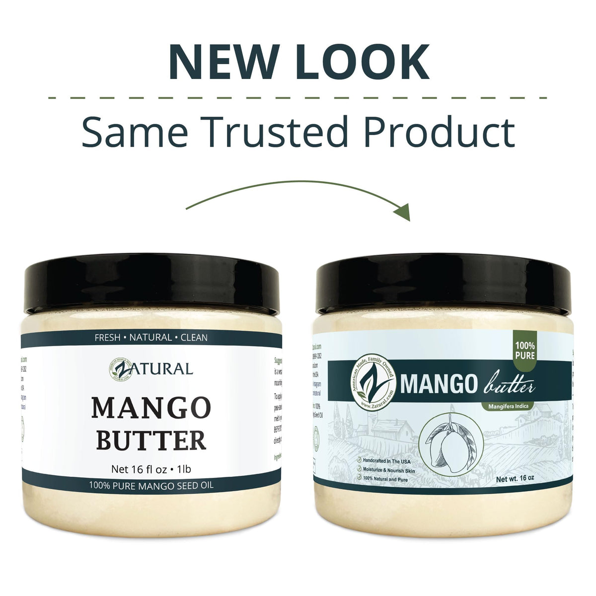 Close-up texture of Zatural Mango Butter shows creamy, fast-absorbing moisture.