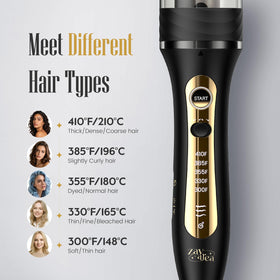 ZAVAREA ceramic coating with negative ions minimizes frizz and adds shine.