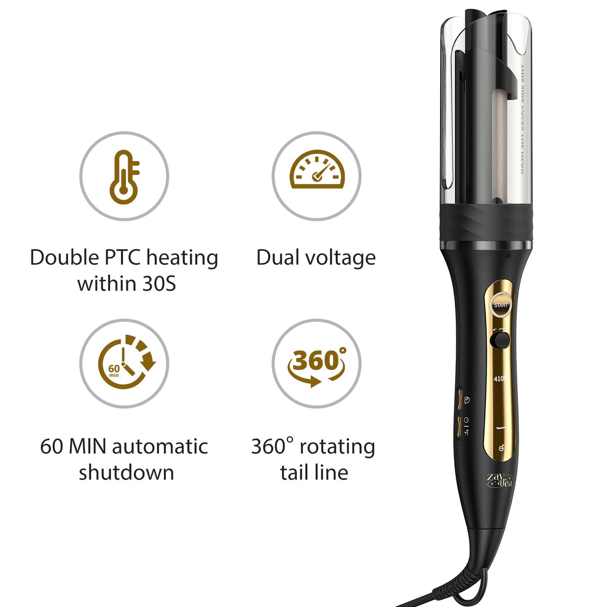 ZAVAREA dual voltage for travel-friendly styling anywhere worldwide.