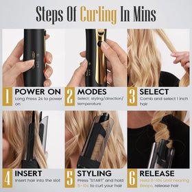 ZAVAREA long-hair curling with extra-long barrel for even results.