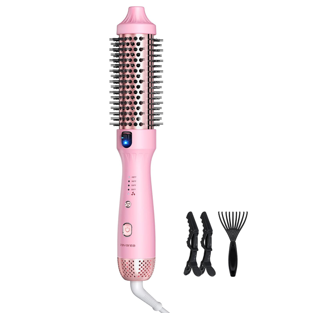 ZAVAREA thermal brush with ceramic barrel for smooth, frizz-free styling.
