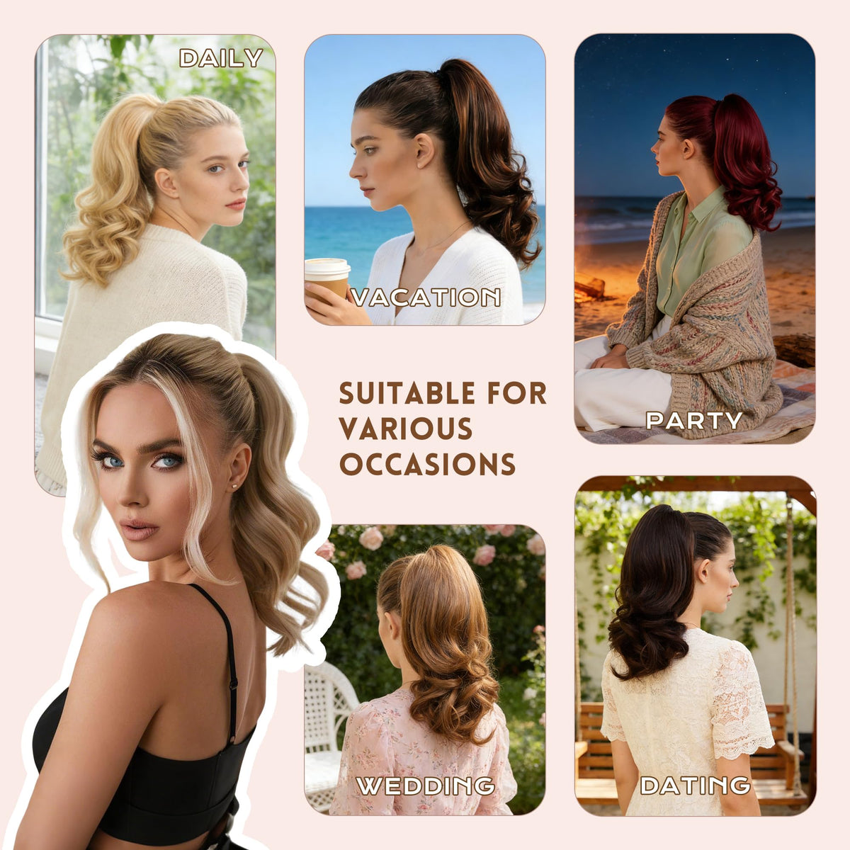 ZAVIDE daily styling with curly ponytail for versatile looks.
