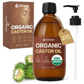 Zaynoo castor oil amber bottle for premium hair and skin care.