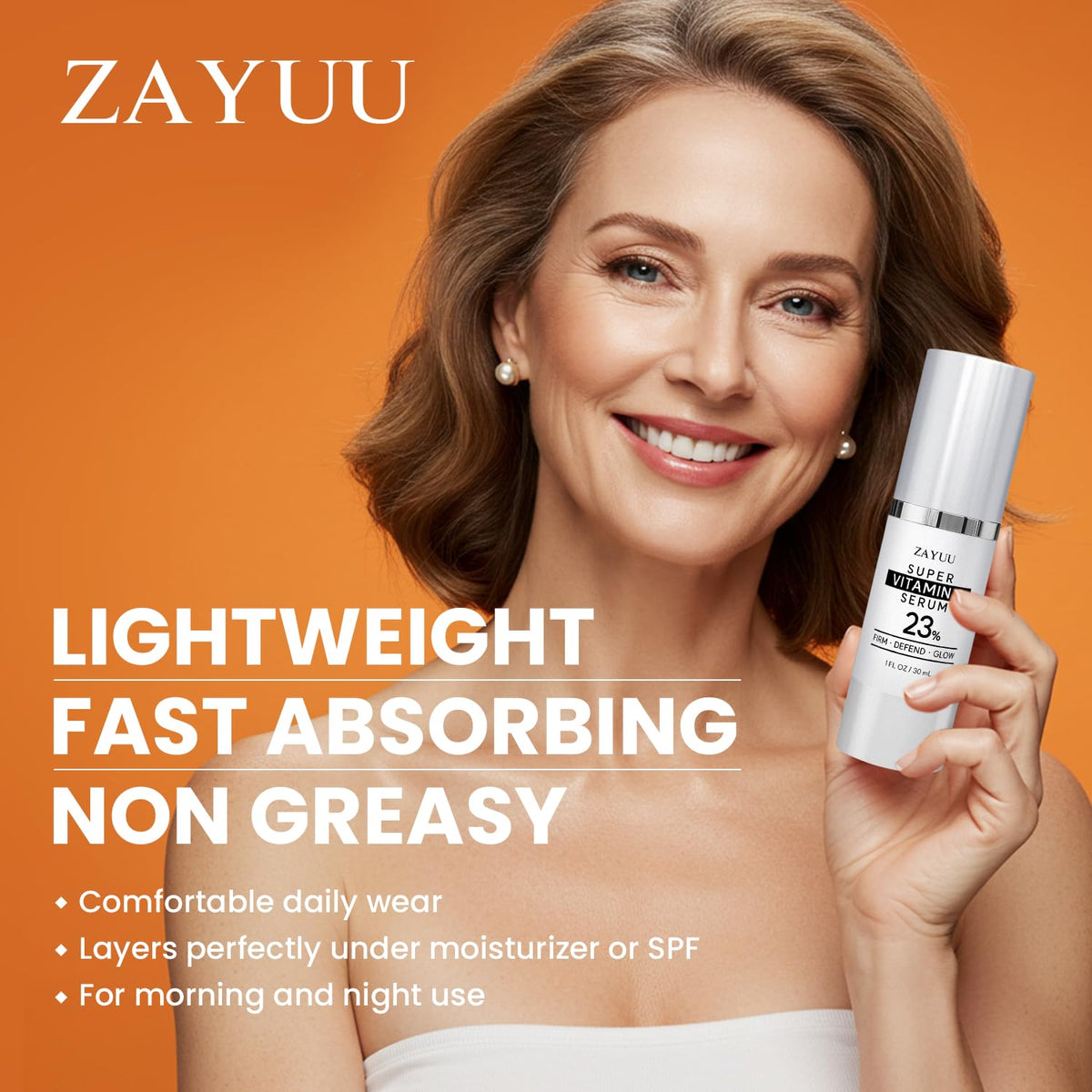Hands applying ZAYUU serum during morning skincare routine