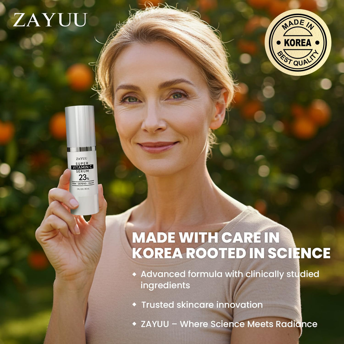 Skincare setup with moisturizer and sunscreen beside ZAYUU serum