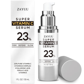 ZAYUU vitamin C serum bottle highlighting high-potency formula for brighter skin