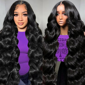 Zazumi 32-inch body wave lace front wig shows length and natural movement for daily wear.