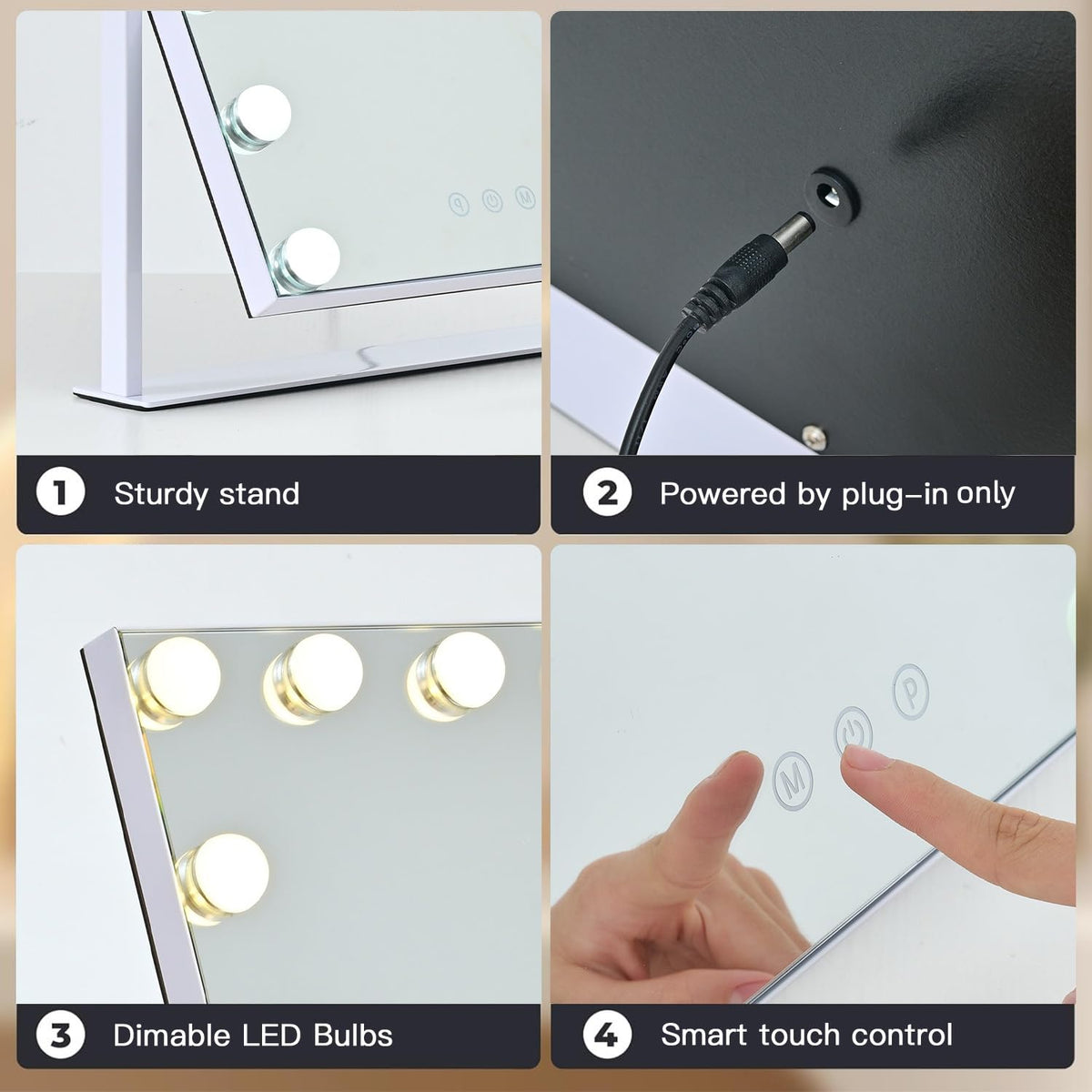 Color modes on ZBOCAI mirror switch between cool natural and warm tones