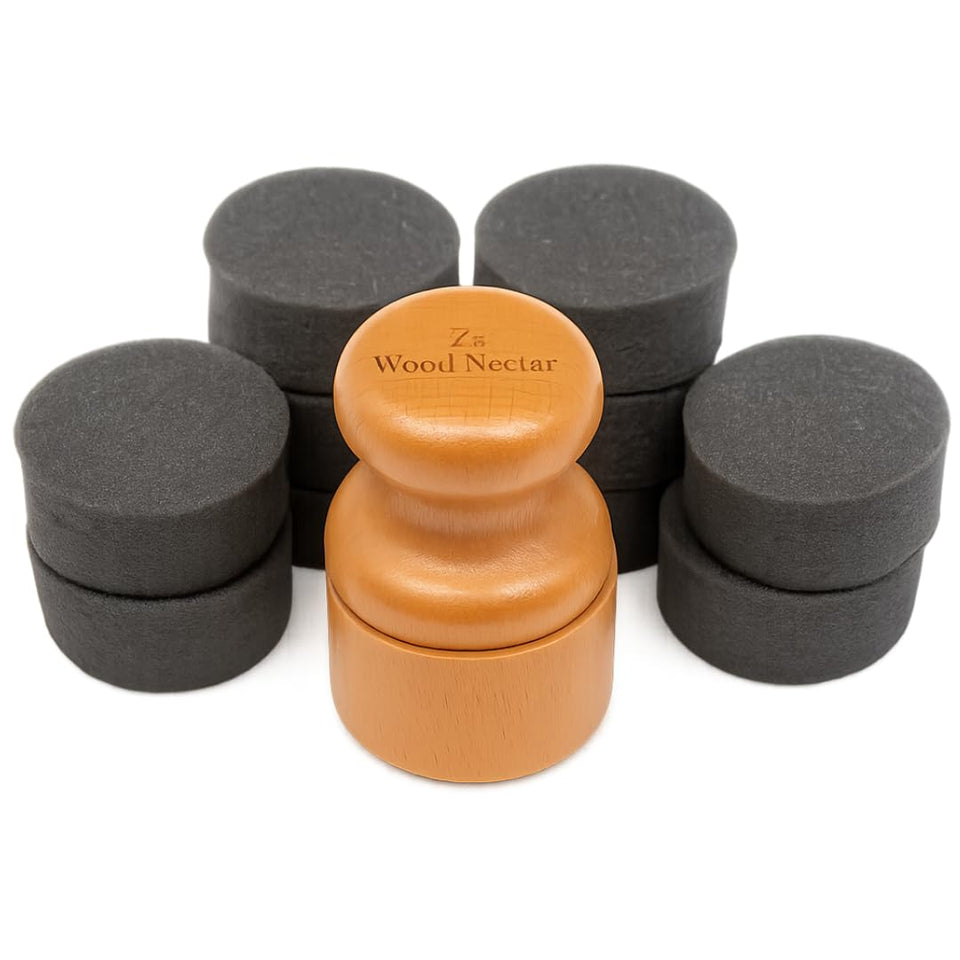 ZBD GOODS Z’s Wood Wax Applicator with wooden handle for mess-free wax and oil application.