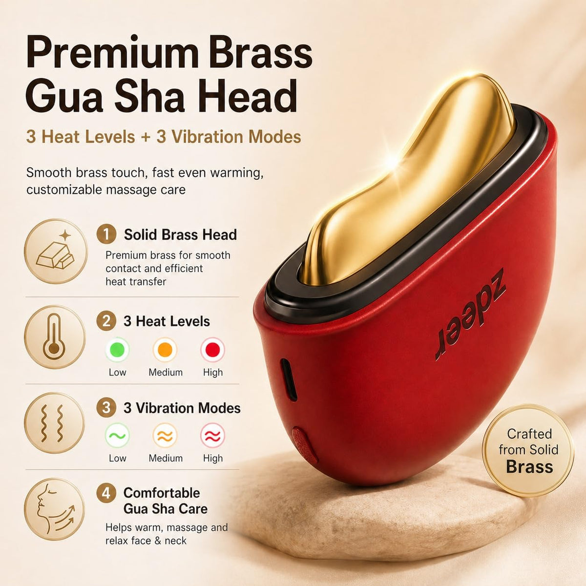 ZDEER red light therapy beads provide gentle facial illumination for a refreshed look.