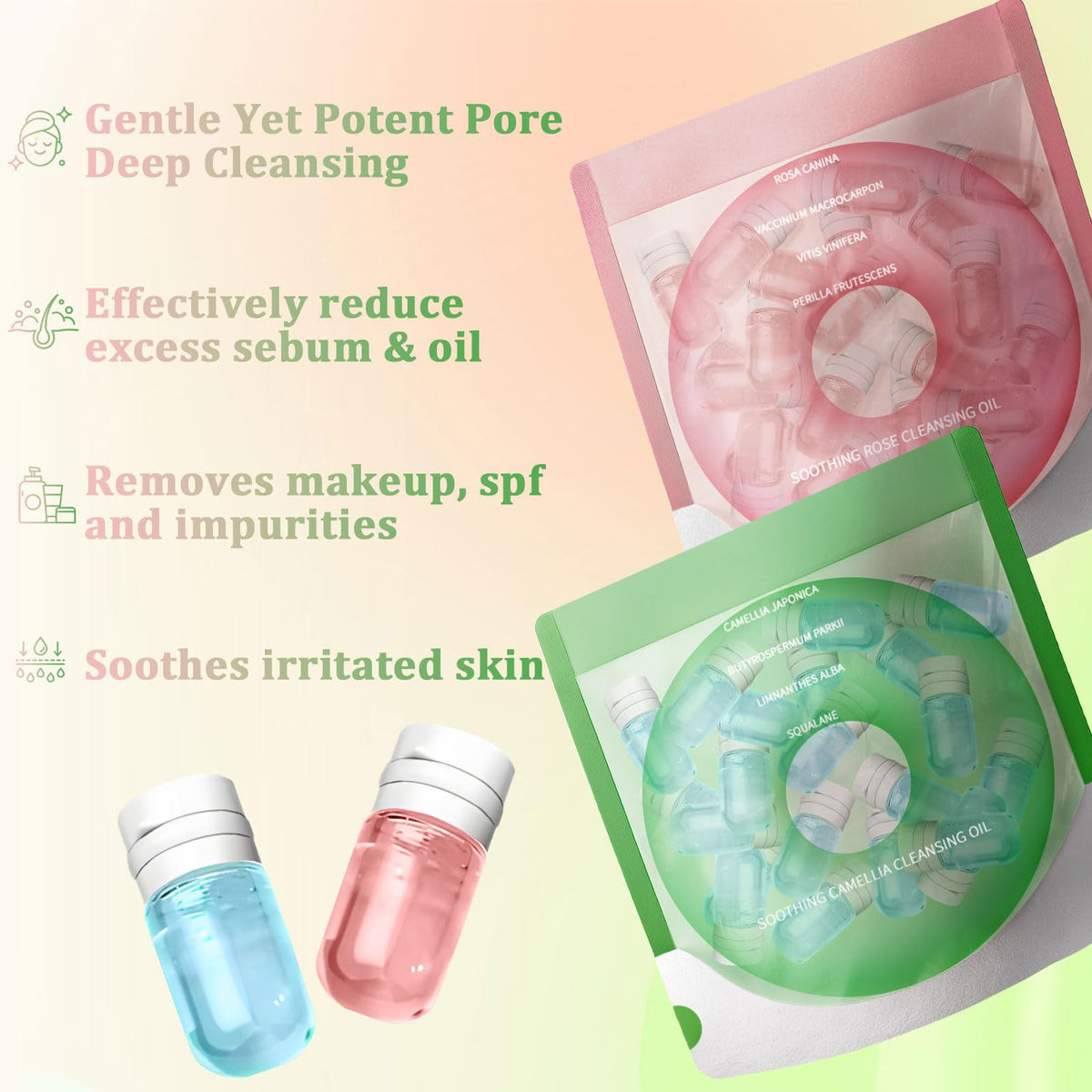 Zdiwond camellia capsule delivering hydrating cleanse for all skin types.