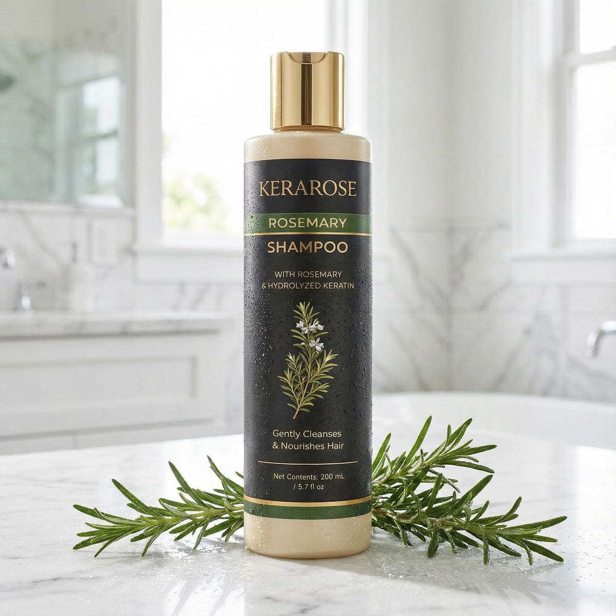 Kerarose Rosemary Shampoo is color-safe for treated hair.