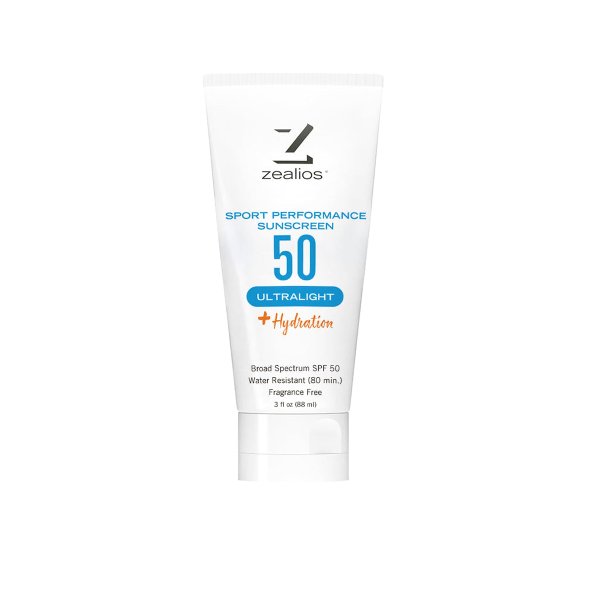 Zealios Sport Ultralight SPF50 bottle closeup showing fast-absorbing protection