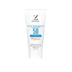 Zealios Sport Ultralight SPF50 bottle closeup showing fast-absorbing protection