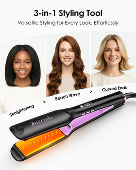 Zecoub smart temperature control for consistent heat across hair types.