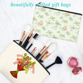 ZeeDix beige canvas pouch cosmetics bag keeps toiletries organized.