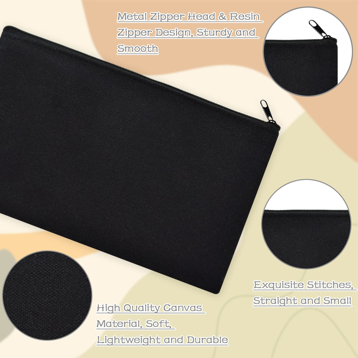 Blank ZeeDix canvas pouch surface ready for heat transfer or embroidery
