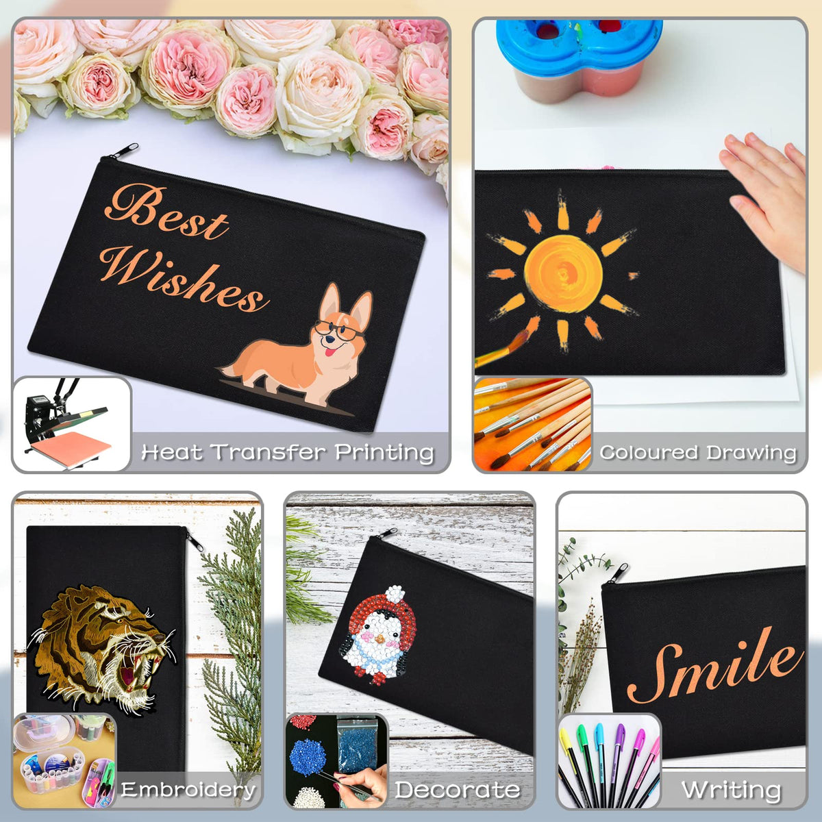 ZeeDix canvas pouch used for makeup storage and small-item organization