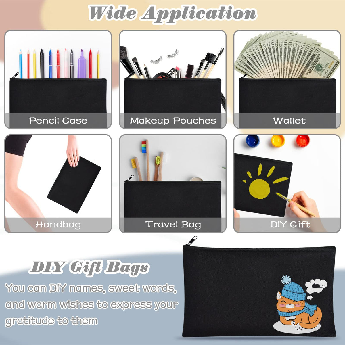 ZeeDix canvas pouch used to organize travel essentials on the go